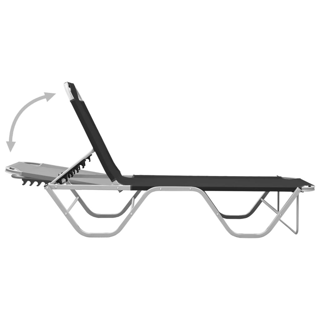 Sun Lounger Aluminum and Textilene Black at Set Shop and Smile