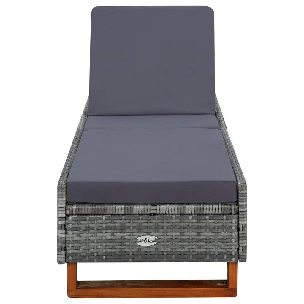 Sunbed with Cushion Poly Rattan Gray at Set Shop and Smile
