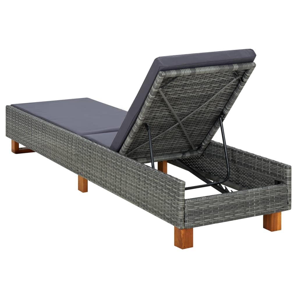 Sunbed with Cushion Poly Rattan Gray at Set Shop and Smile