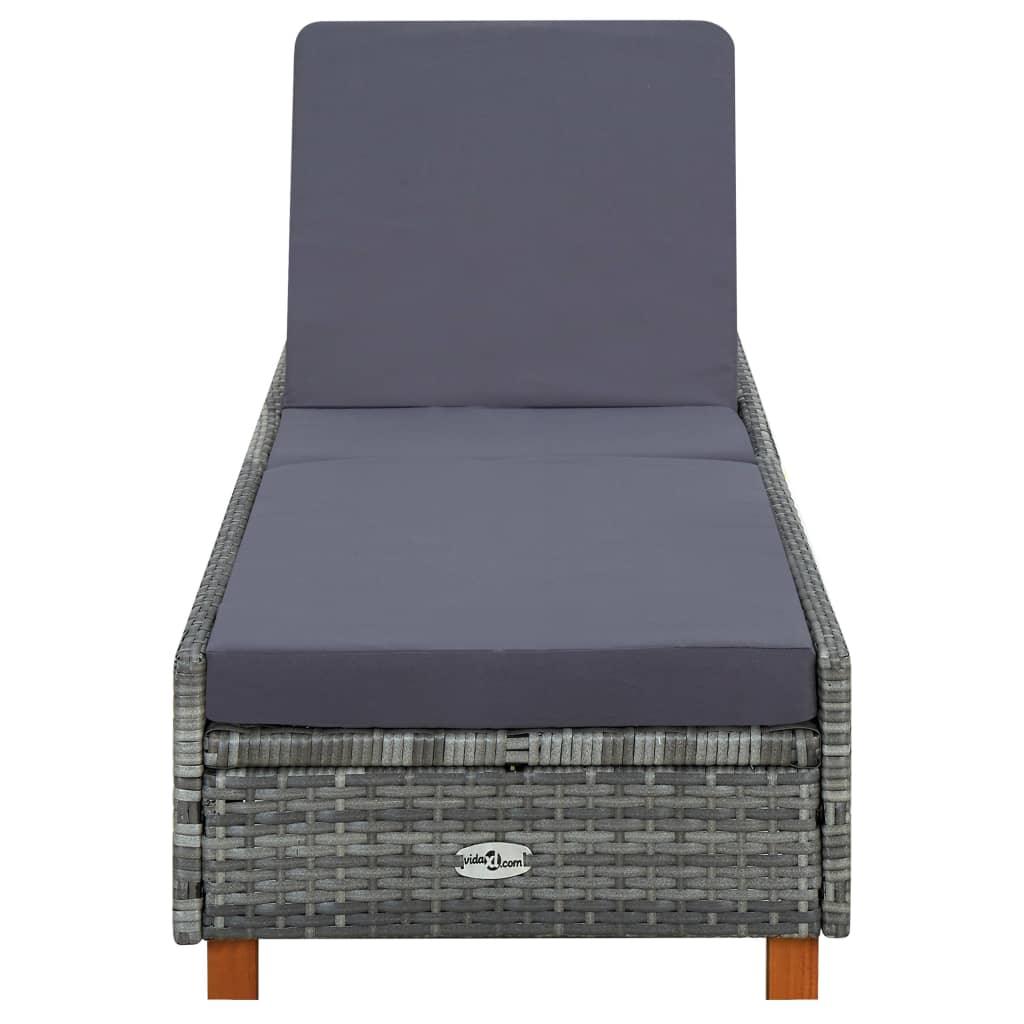 Sunbed with Cushion Poly Rattan Gray at Set Shop and Smile