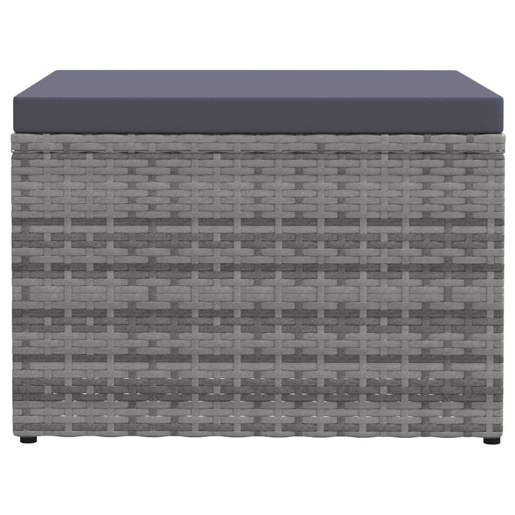 Garden Footstool with Cushion Gray Poly Rattan at Set Shop and Smile
