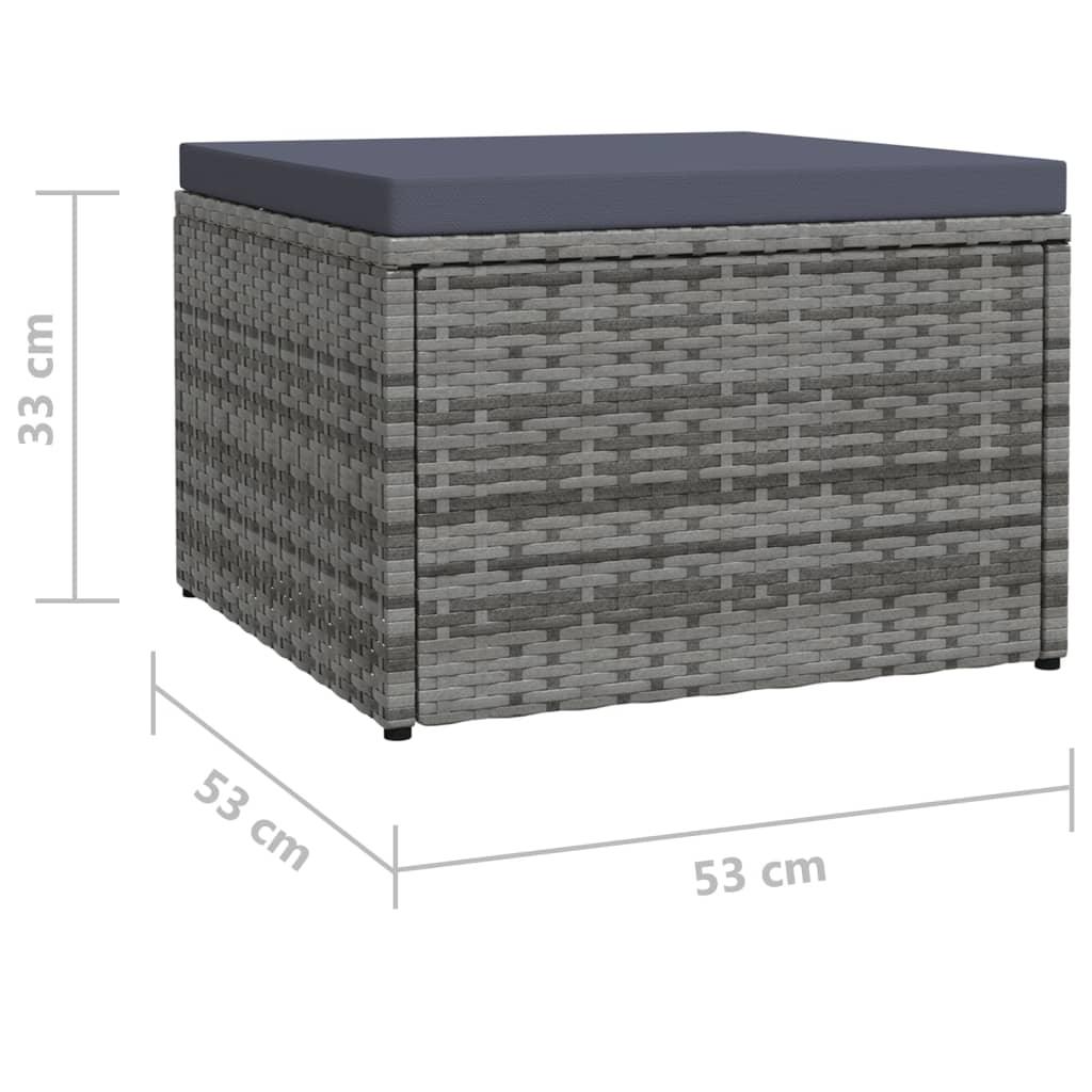 Garden Footstool with Cushion Gray Poly Rattan at Set Shop and Smile
