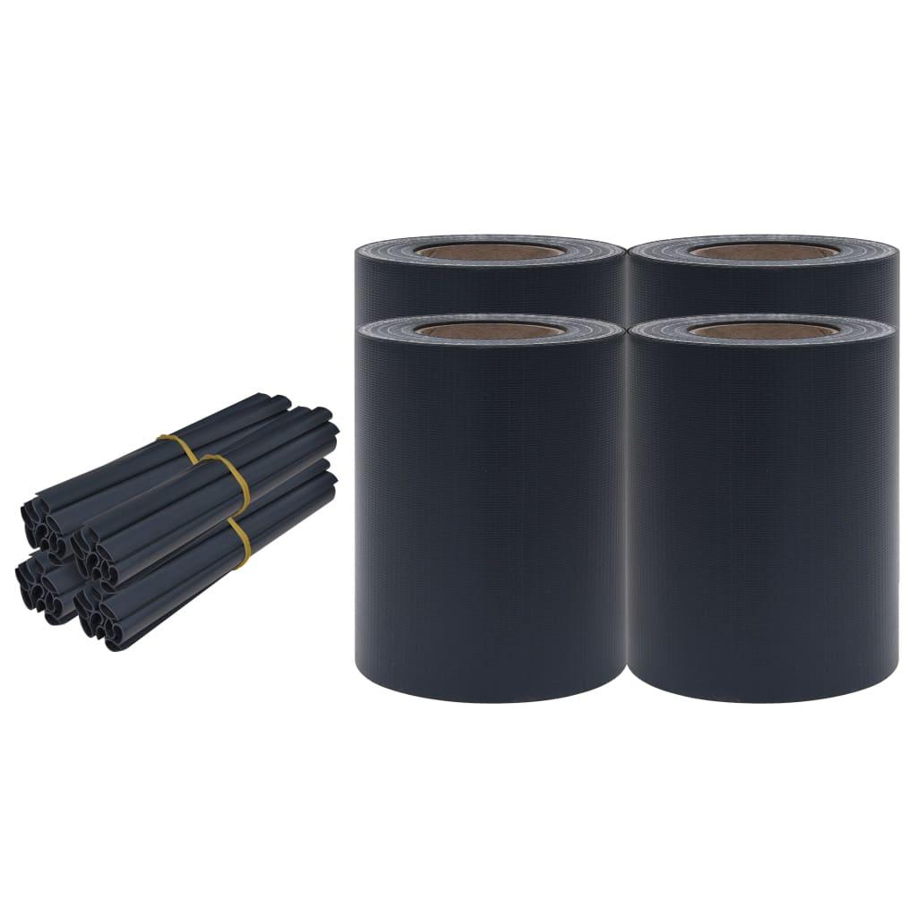 Garden Privacy Screens 4 pcs PVC 114.8'x0.6' Matte Dark Gray at Set Shop and Smile