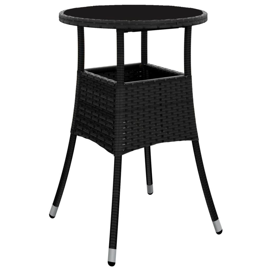 Patio Table Ø23.6"x29.5" Tempered Glass and Poly Rattan Black at Set Shop and Smile
