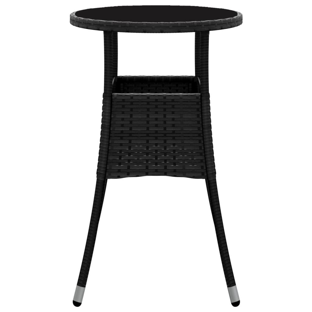 Patio Table Ø23.6"x29.5" Tempered Glass and Poly Rattan Black at Set Shop and Smile