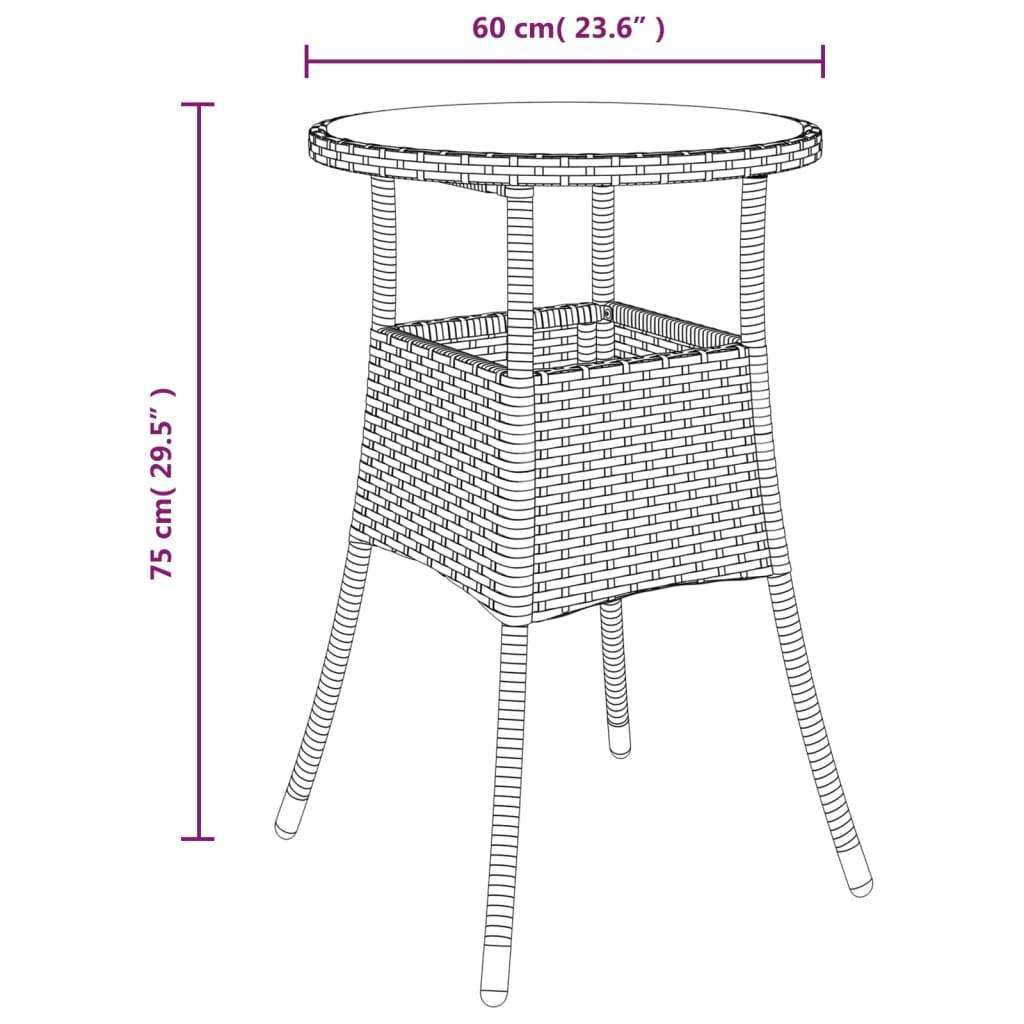 Patio Table Ø23.6"x29.5" Tempered Glass and Poly Rattan Black at Set Shop and Smile