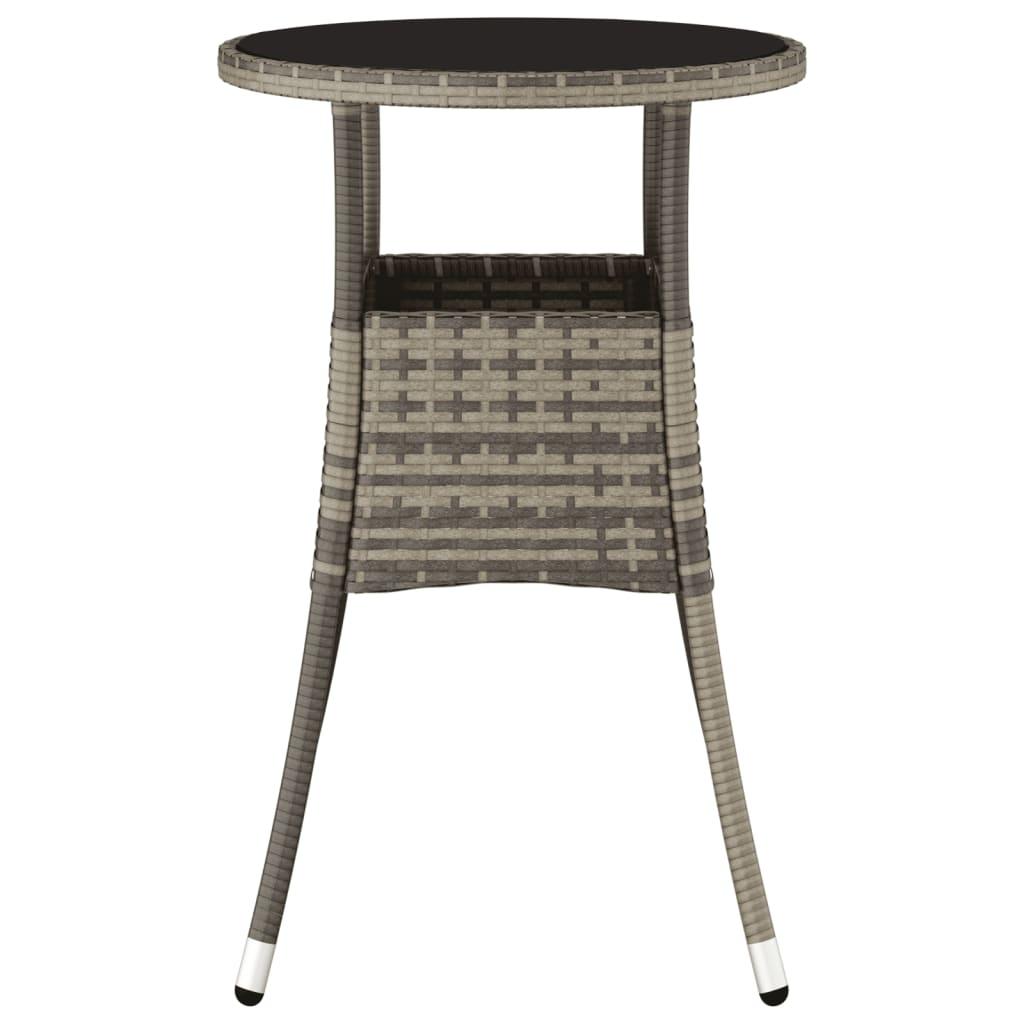 Patio Table Ø23.6"x29.5" Tempered Glass and Poly Rattan Gray at Set Shop and Smile