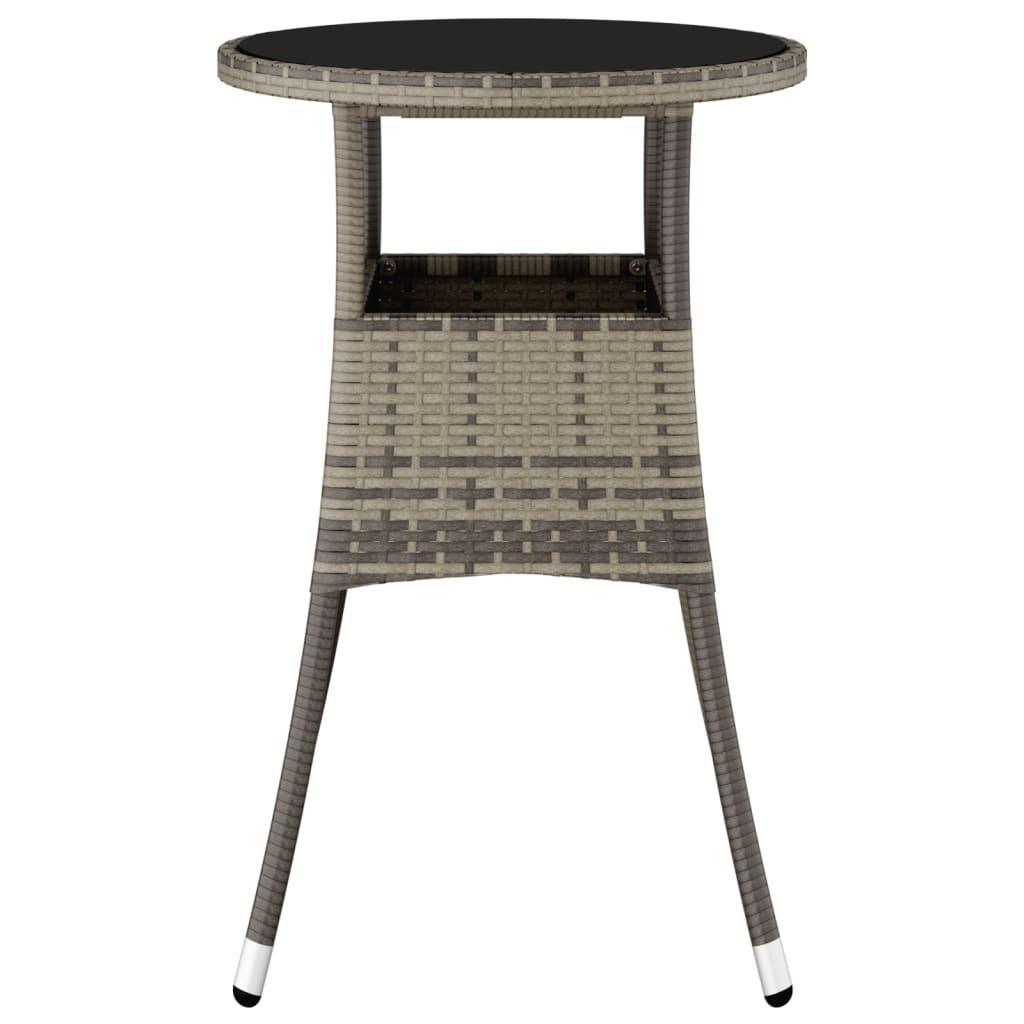 Patio Table Ø23.6"x29.5" Tempered Glass and Poly Rattan Gray at Set Shop and Smile