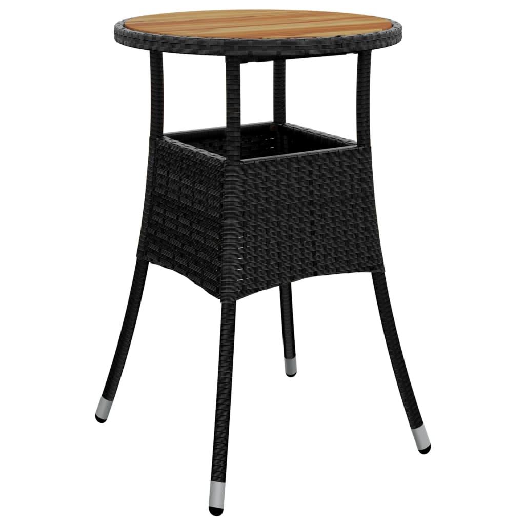 Patio Table Ø23.6"x29.5" Acacia Wood and Poly Rattan Black at Set Shop and Smile