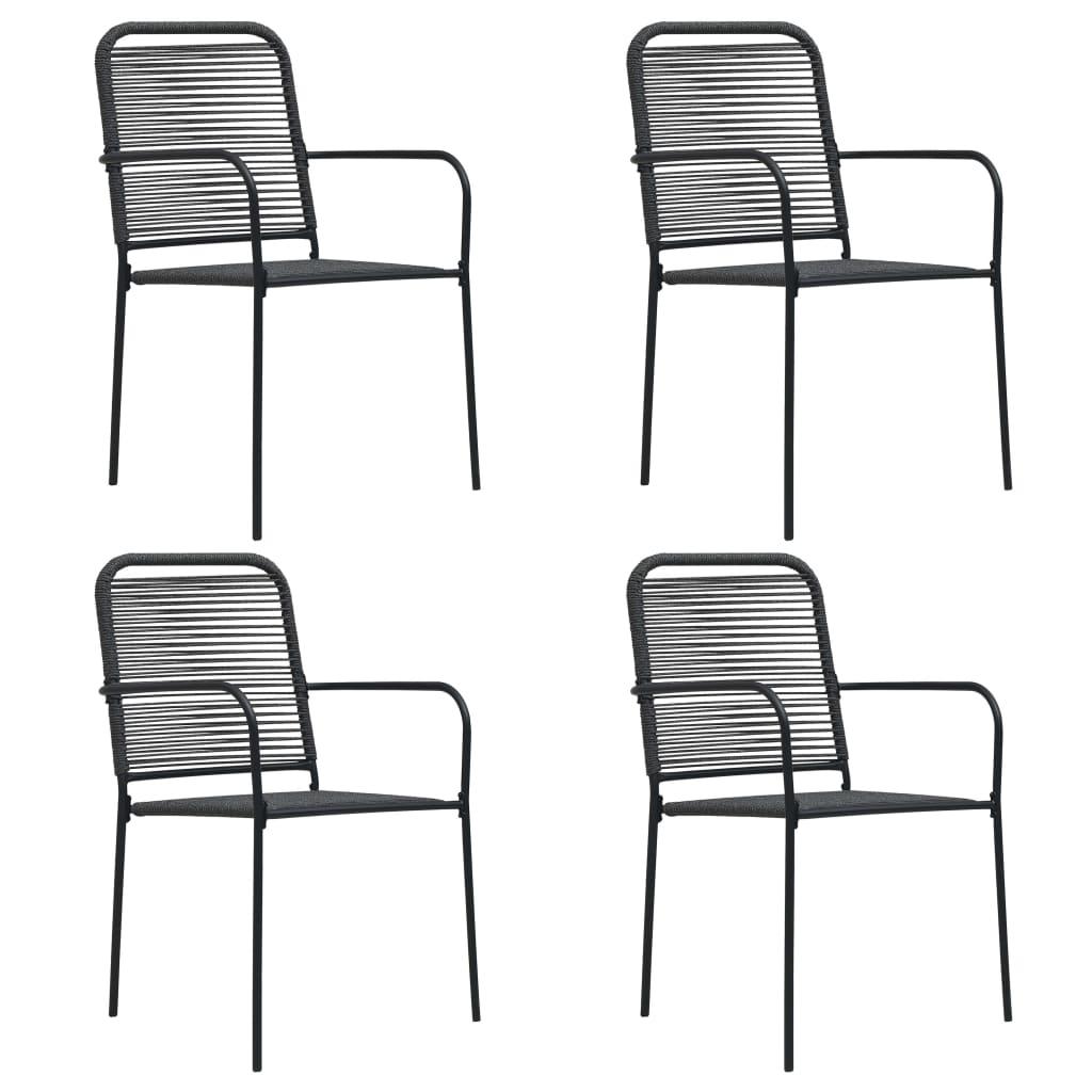 Patio Chairs 4 pcs Cotton Rope and Steel Black at Set Shop and Smile