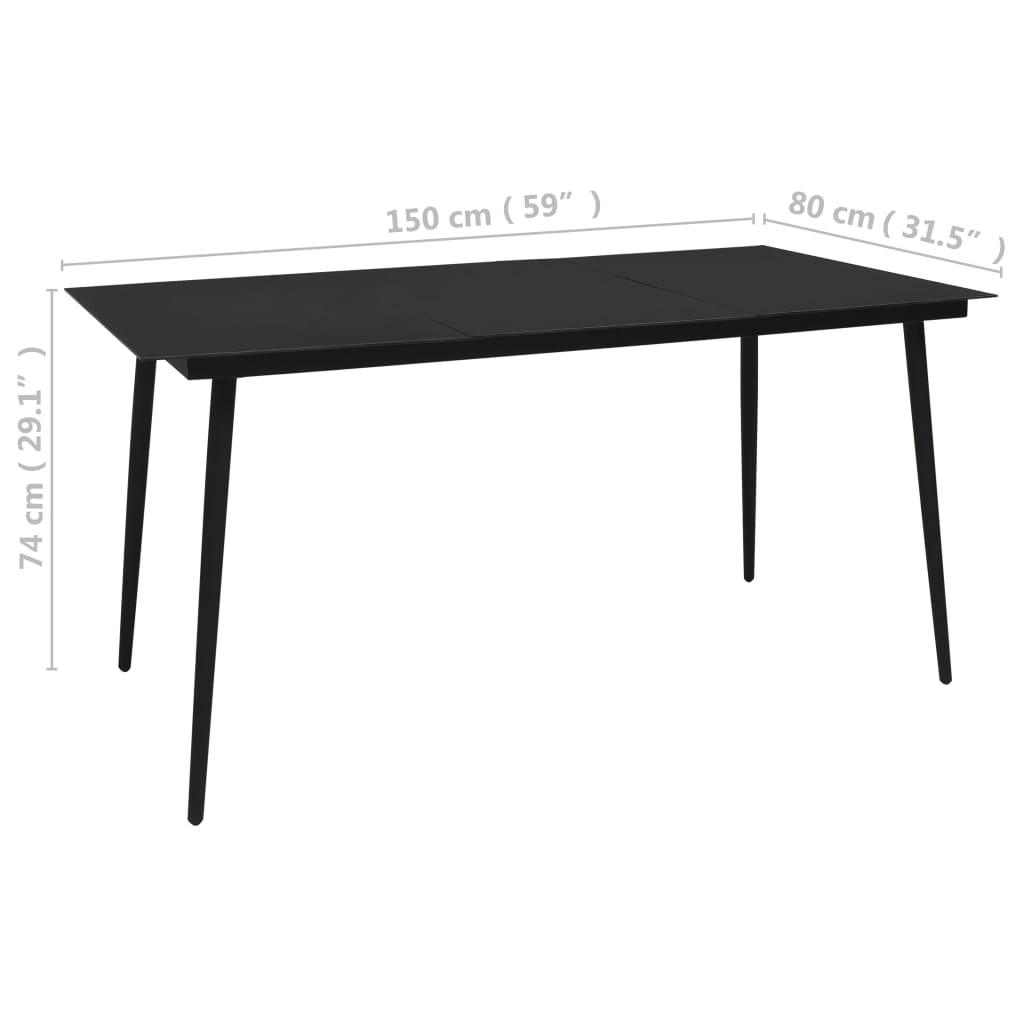 Patio Dining Table Black 59.1"x31.5"x29.1" Steel and Glass at Set Shop and Smile
