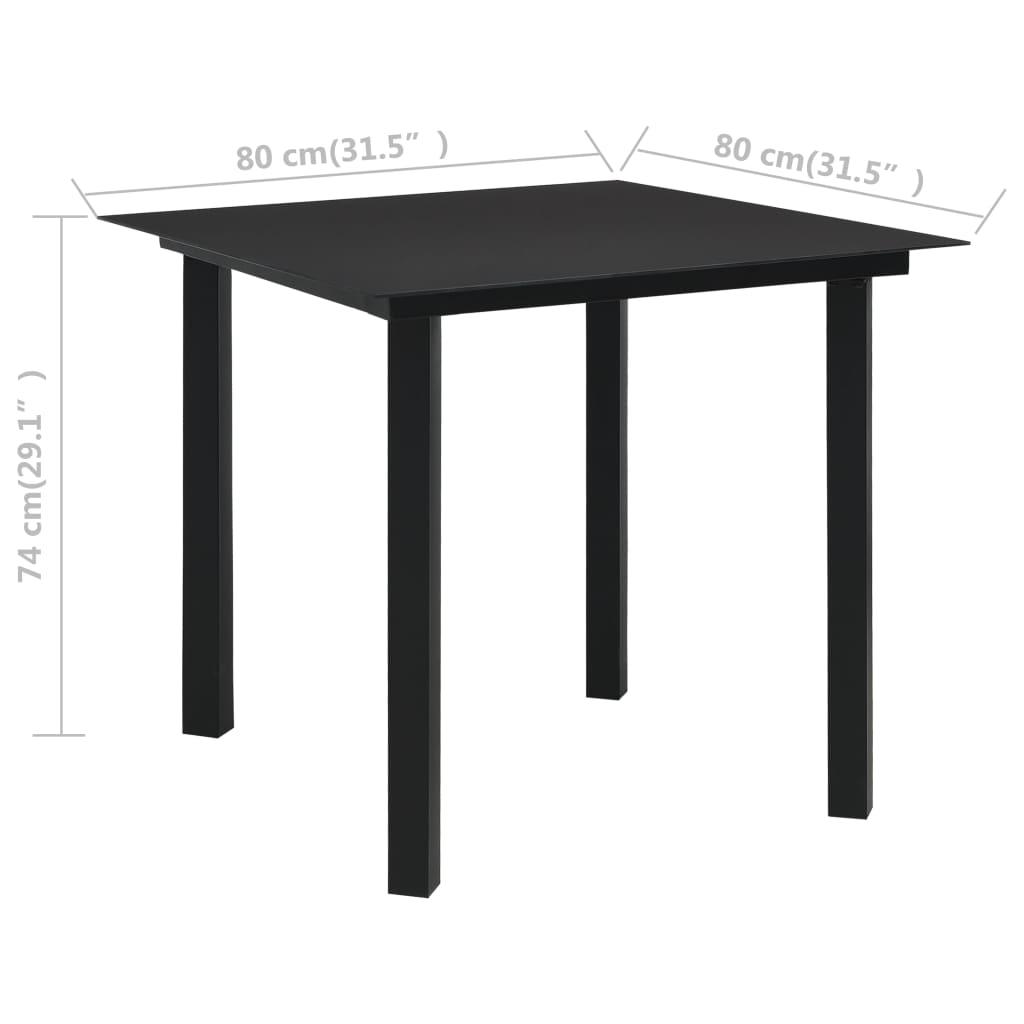 Patio Dining Table Black 31.5"x31.5"x29.1" Steel and Glass at Set Shop and Smile