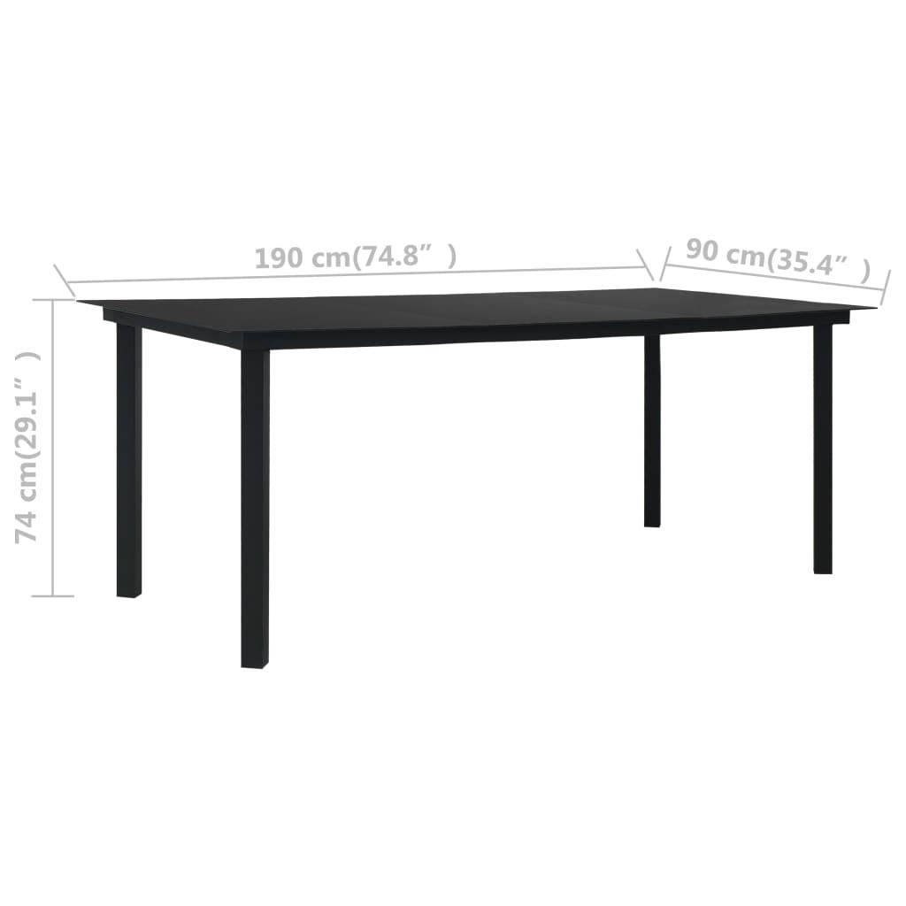Patio Dining Table Black 74.8"x35.4"x29.1" Steel and Glass at Set Shop and Smile