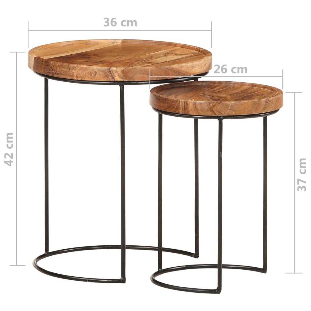 2 Piece Coffee Table Set Solid Acacia Wood and Steel at Set Shop and Smile