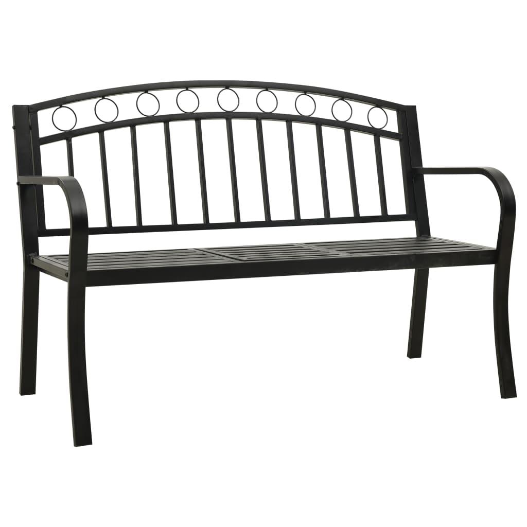 Patio Bench with a Table 49.2" Steel Black at Set Shop and Smile
