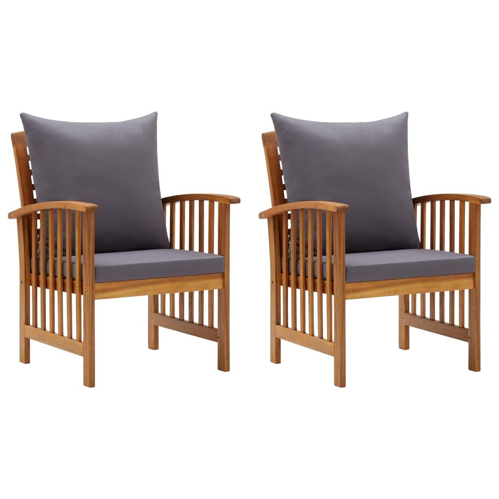 Patio Chairs with Cushions 2 pcs Solid Acacia Wood at Set Shop and Smile