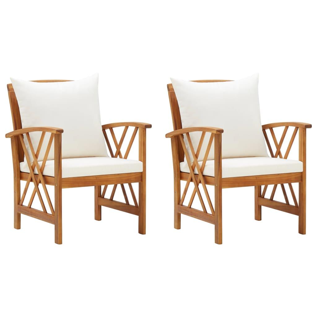 Patio Chairs with Cushions 2 pcs Solid Acacia Wood at Set Shop and Smile