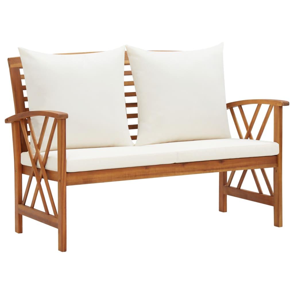 Patio Bench with Cushions 46.9" Solid Acacia Wood at Set Shop and Smile