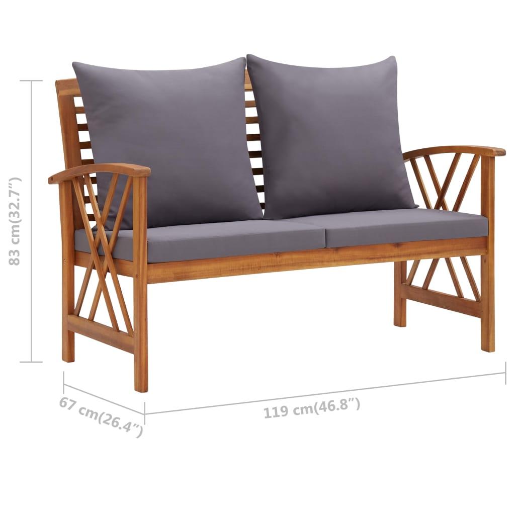 Patio Bench with Cushions 46.9" Solid Acacia Wood at Set Shop and Smile