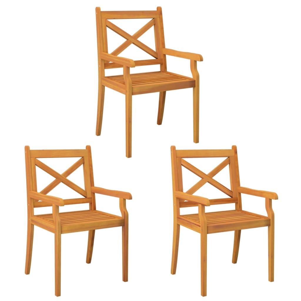 Patio Dining Chairs 3 pcs Solid Wood Acacia at Set Shop and Smile