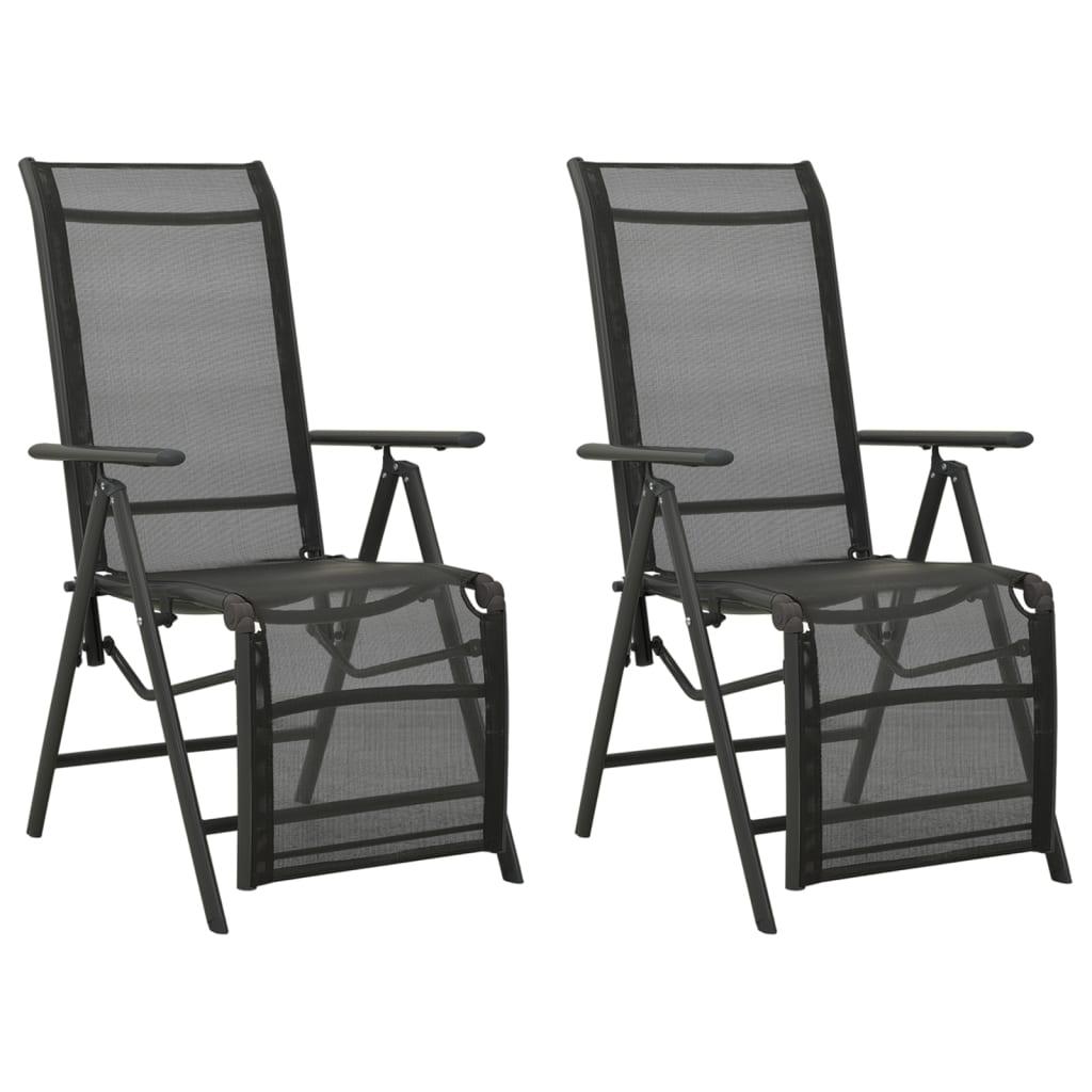 Reclining Patio Chairs 2pcs Textilene and Aluminum Black at Set Shop and Smile