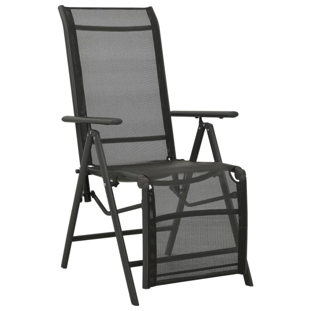 Reclining Patio Chairs 2pcs Textilene and Aluminum Black at Set Shop and Smile