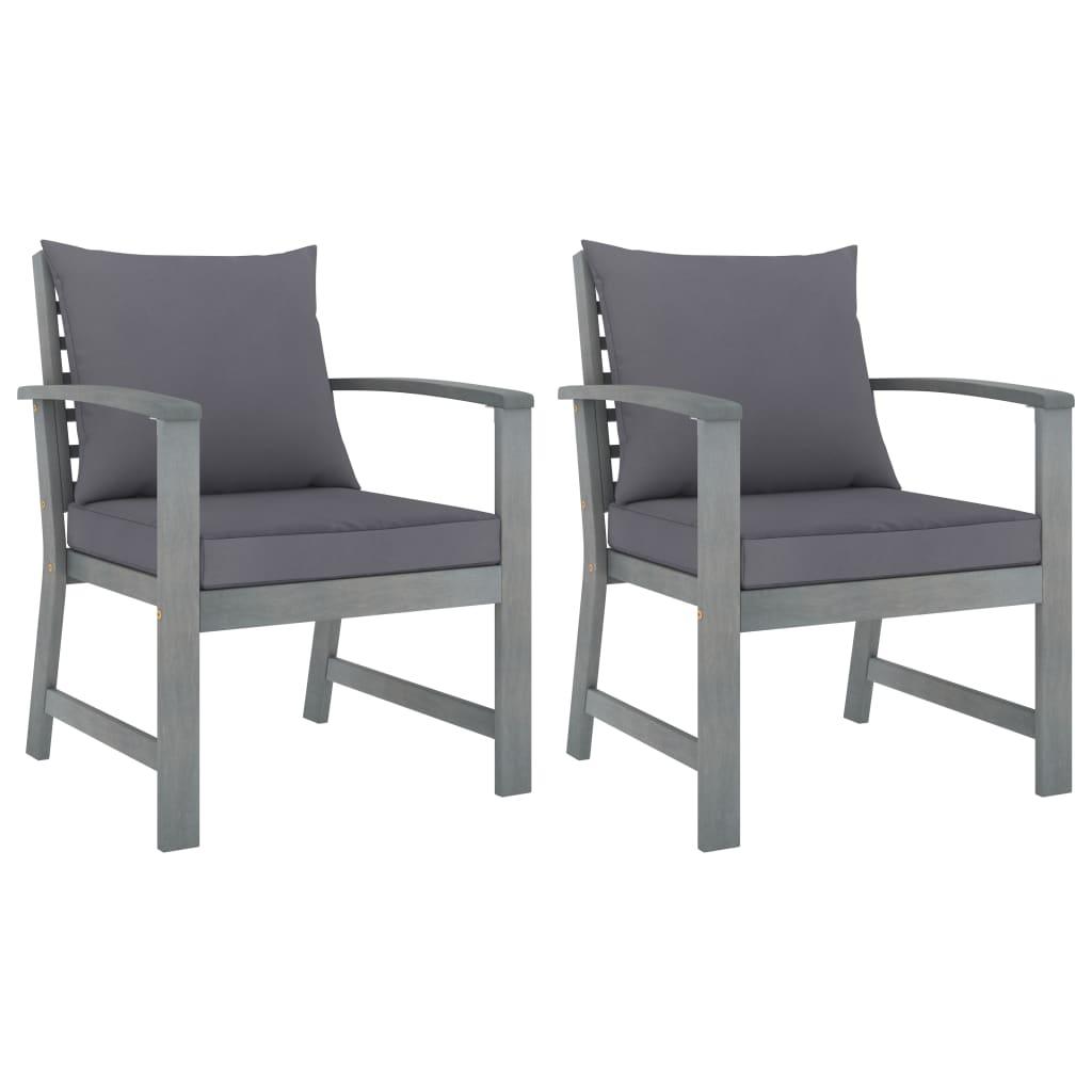 Patio Chairs 2 pcs with Dark Gray Cushions Solid Acacia Wood at Set Shop and Smile