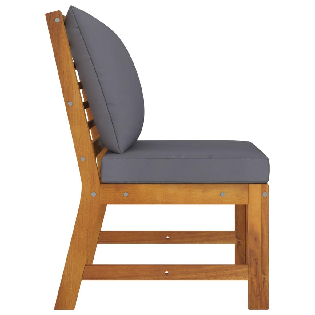 3 Piece Patio Lounge Set with Dark Gray Cushion Solid Acacia Wood at Set Shop and Smile