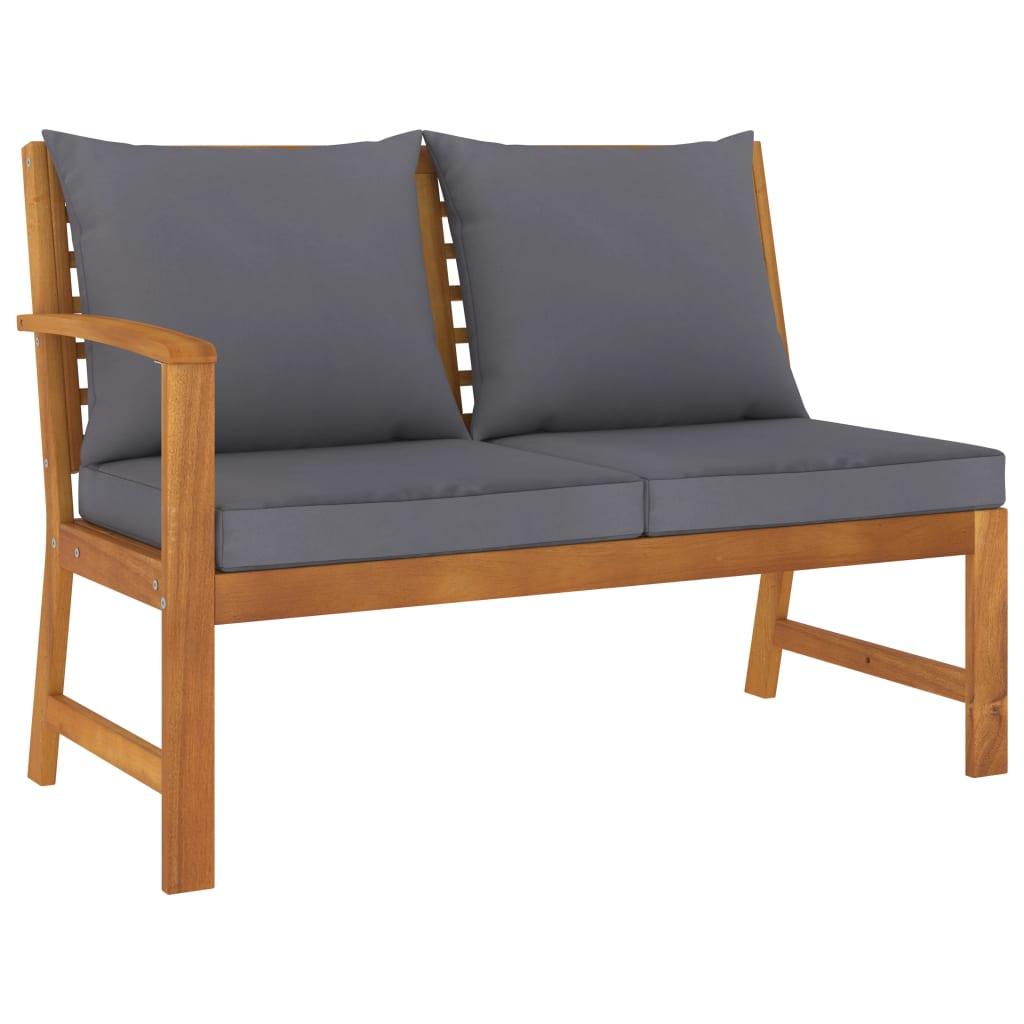 Patio Bench 45.1" with Dark Gray Cushion Solid Acacia Wood at Set Shop and Smile