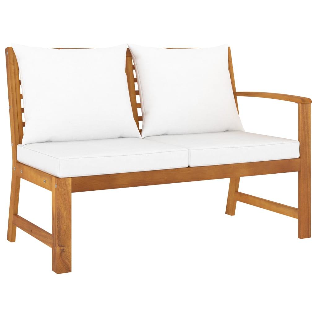 Patio Bench 45.1" with Cream Cushion Solid Acacia Wood at Set Shop and Smile