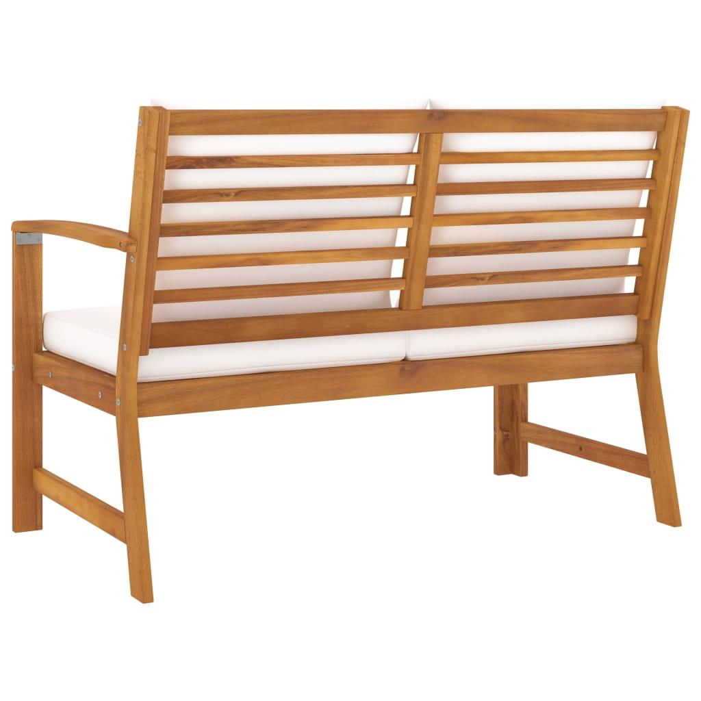 Patio Bench 45.1" with Cream Cushion Solid Acacia Wood at Set Shop and Smile