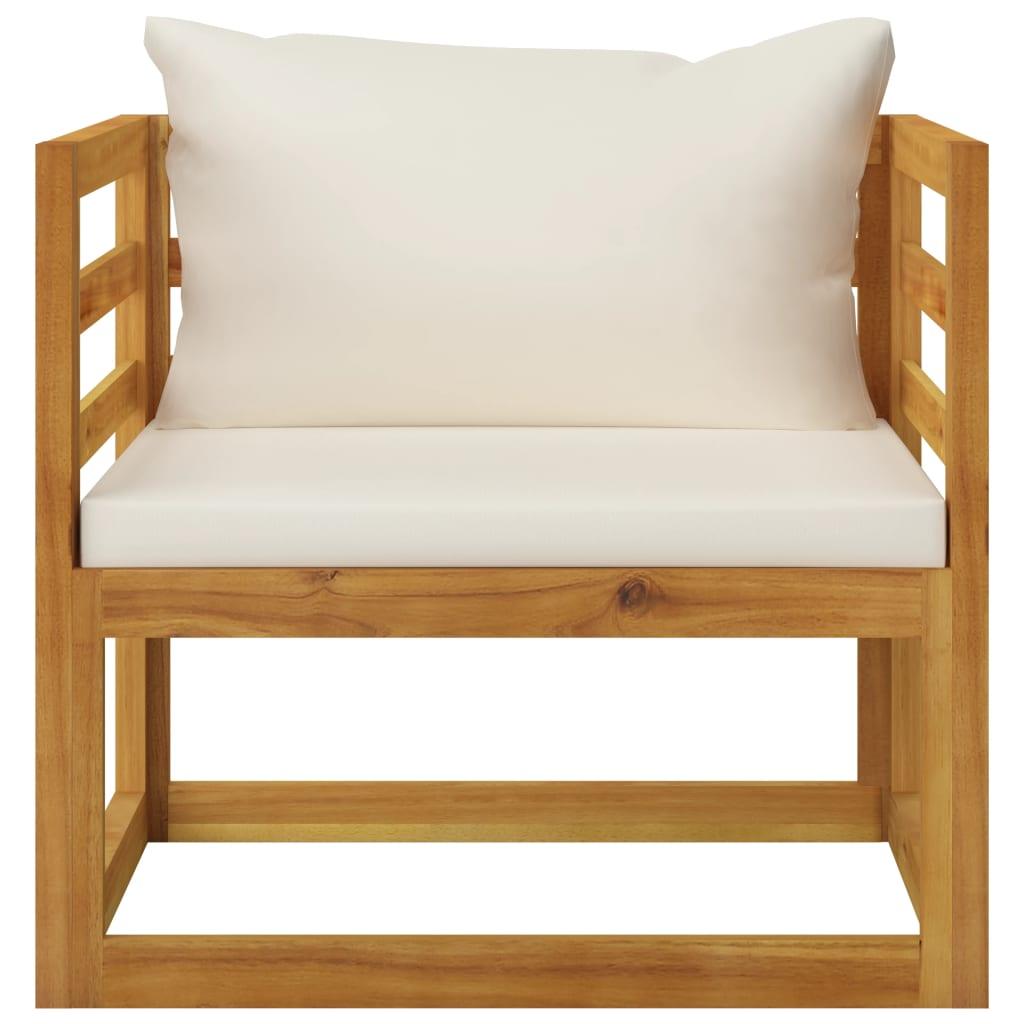 Patio Chair with Cream Cushions Solid Acacia Wood at Set Shop and Smile