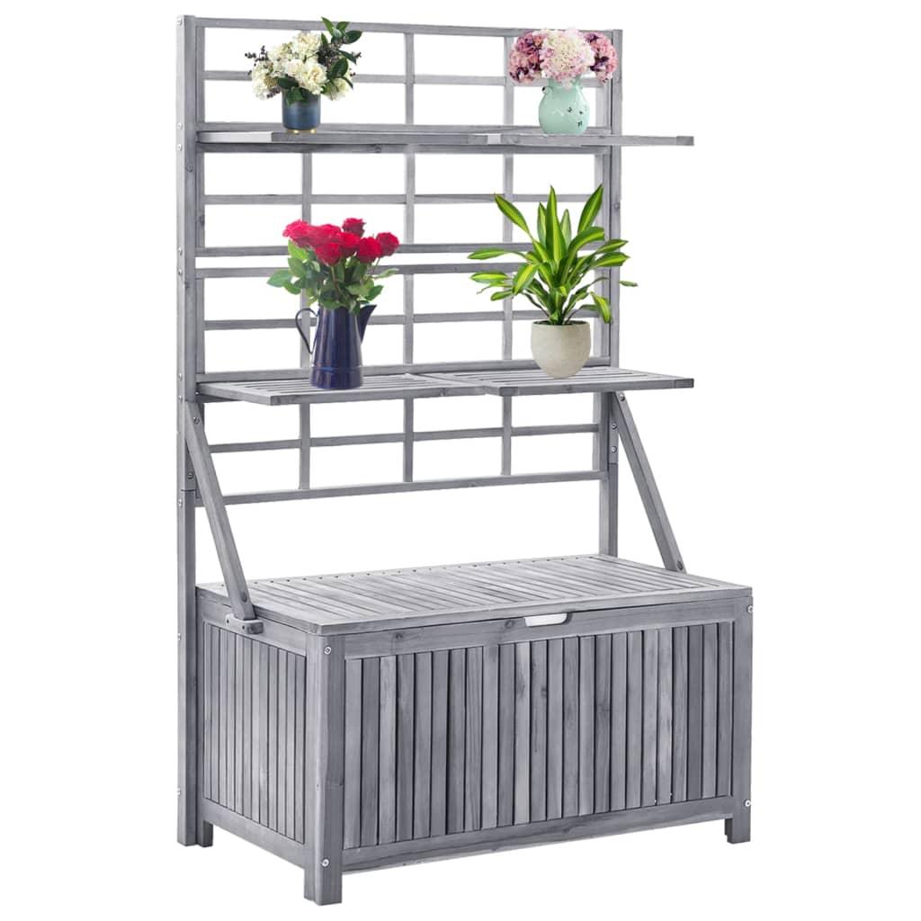 Storage Box with Trellis Gray 39"x21.7"x63" Solid Acacia Wood at Set Shop and Smile