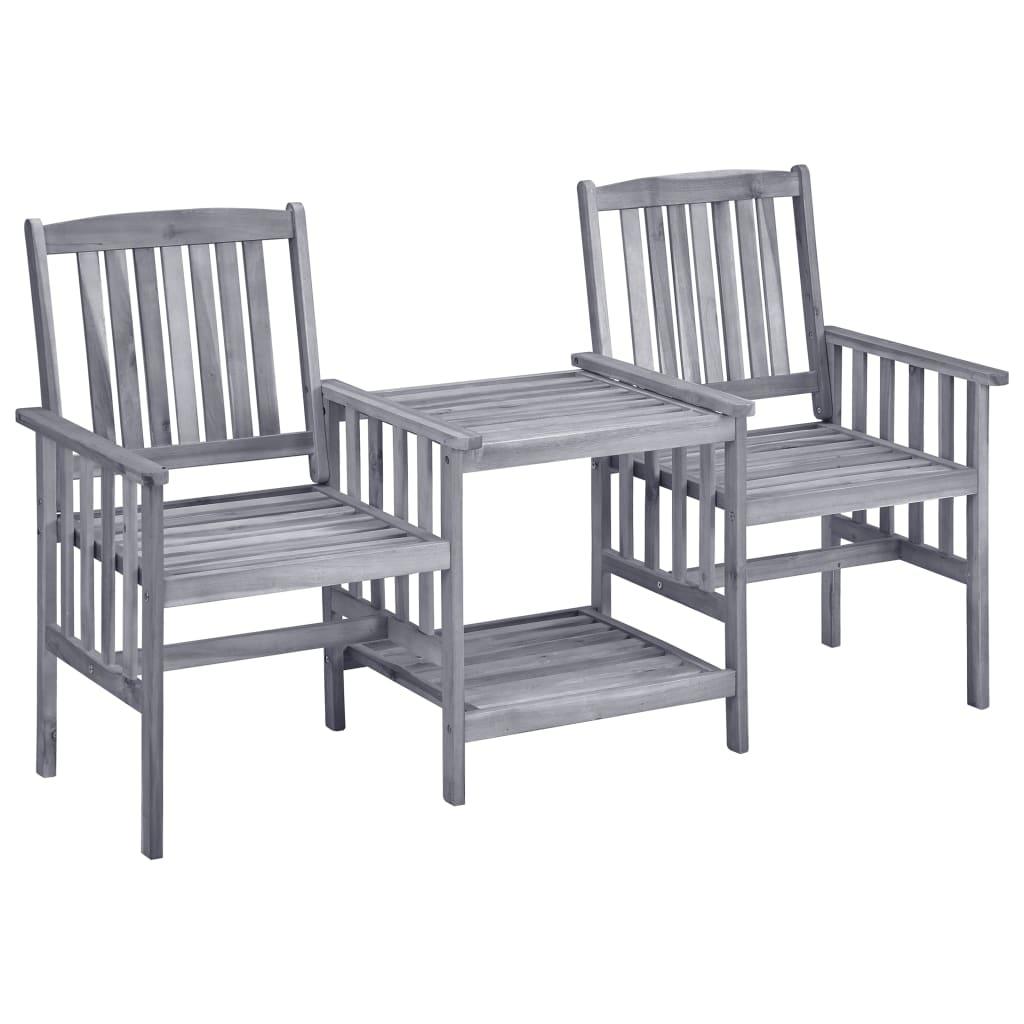 Patio Chairs with Tea Table 62.6"x24"x36.2" Solid Acacia Wood at Set Shop and Smile