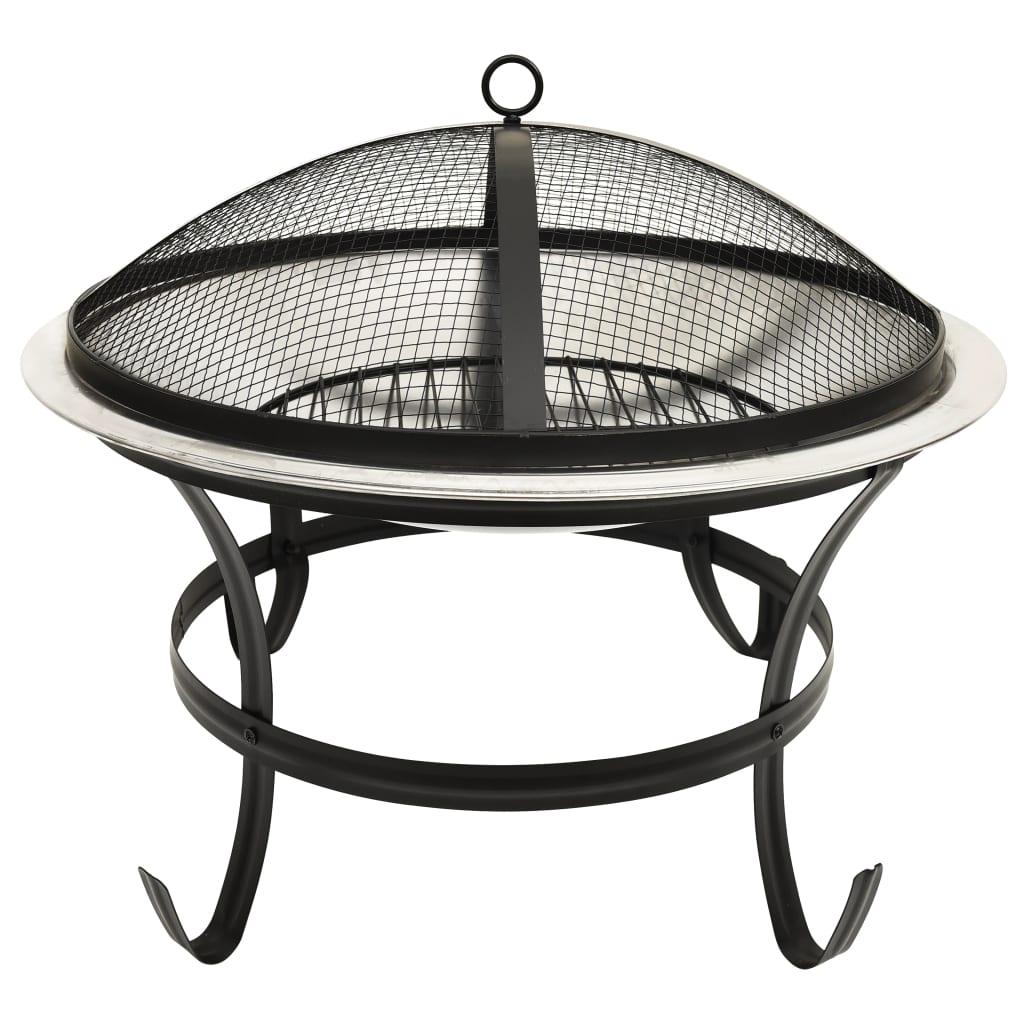 2-in-1 Fire Pit and BBQ with Poker 22"x22"x19.3" Stainless Steel at Set Shop and Smile