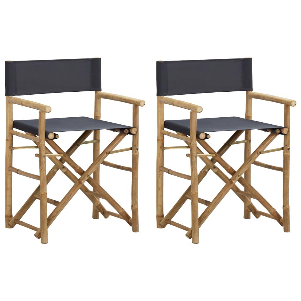 Folding Director's Chairs 2 pcs Dark Gray Bamboo and Fabric at Set Shop and Smile