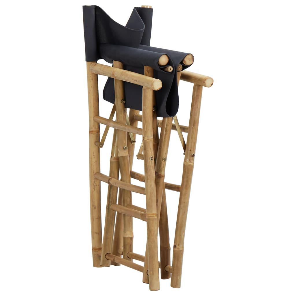 Folding Director's Chairs 2 pcs Dark Gray Bamboo and Fabric at Set Shop and Smile