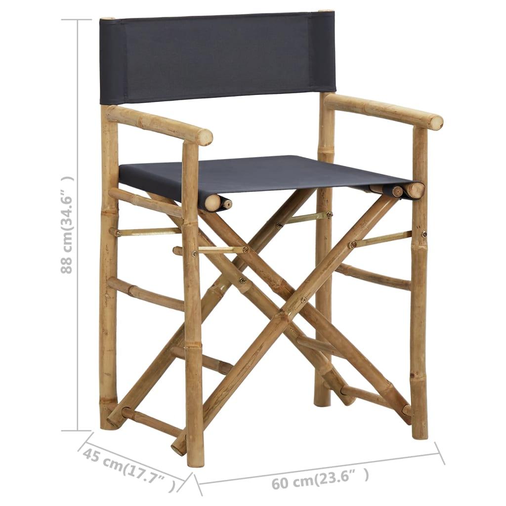 Folding Director's Chairs 2 pcs Dark Gray Bamboo and Fabric at Set Shop and Smile