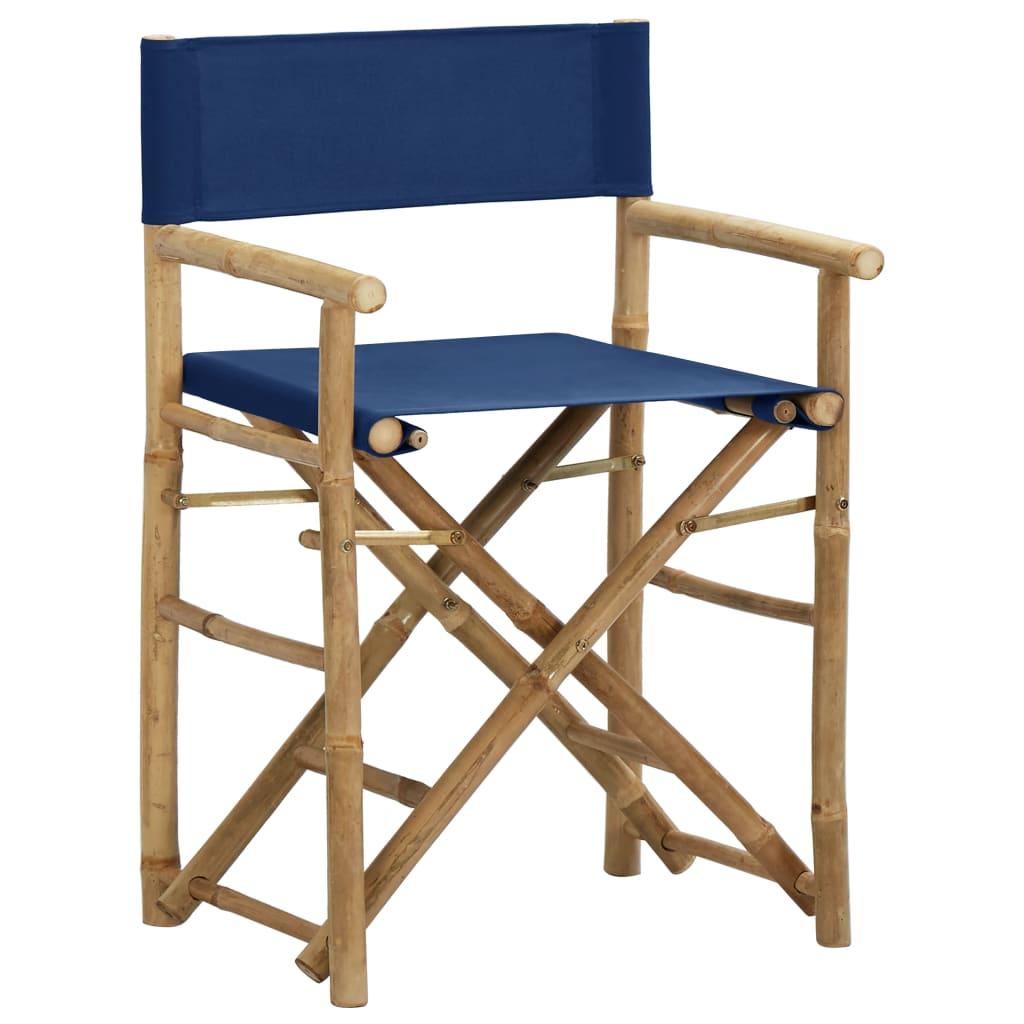 Folding Director's Chairs 2 pcs Blue Bamboo and Fabric at Set Shop and Smile