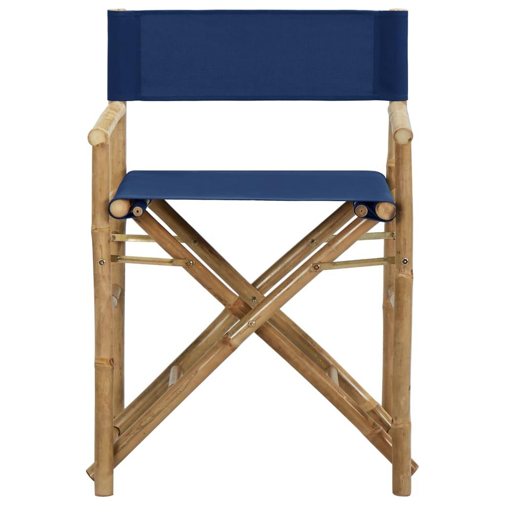 Folding Director's Chairs 2 pcs Blue Bamboo and Fabric at Set Shop and Smile