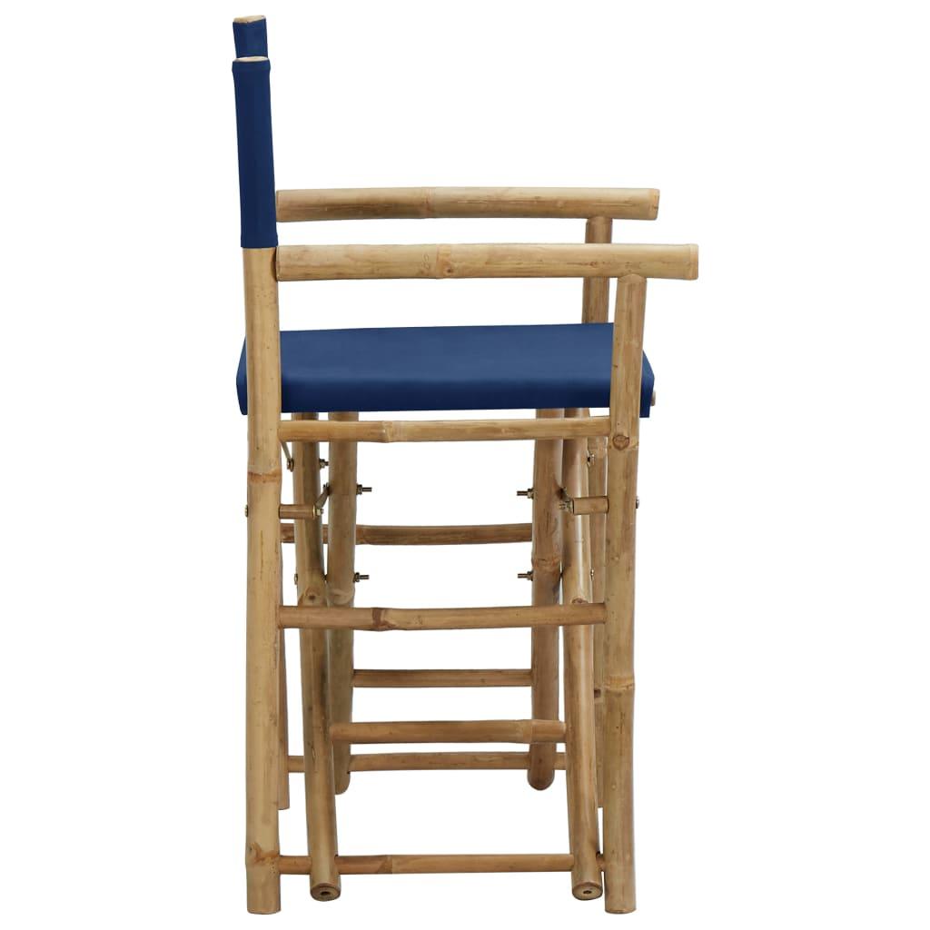 Folding Director's Chairs 2 pcs Blue Bamboo and Fabric at Set Shop and Smile
