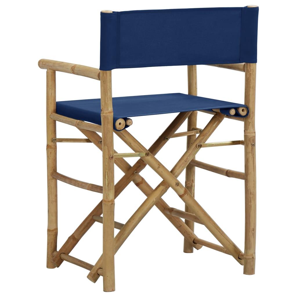 Folding Director's Chairs 2 pcs Blue Bamboo and Fabric at Set Shop and Smile