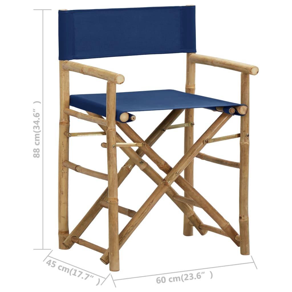 Folding Director's Chairs 2 pcs Blue Bamboo and Fabric at Set Shop and Smile