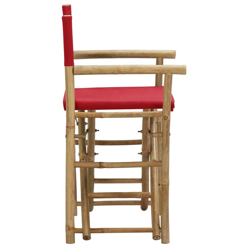 Folding Director's Chairs 2 pcs Red Bamboo and Fabric at Set Shop and Smile