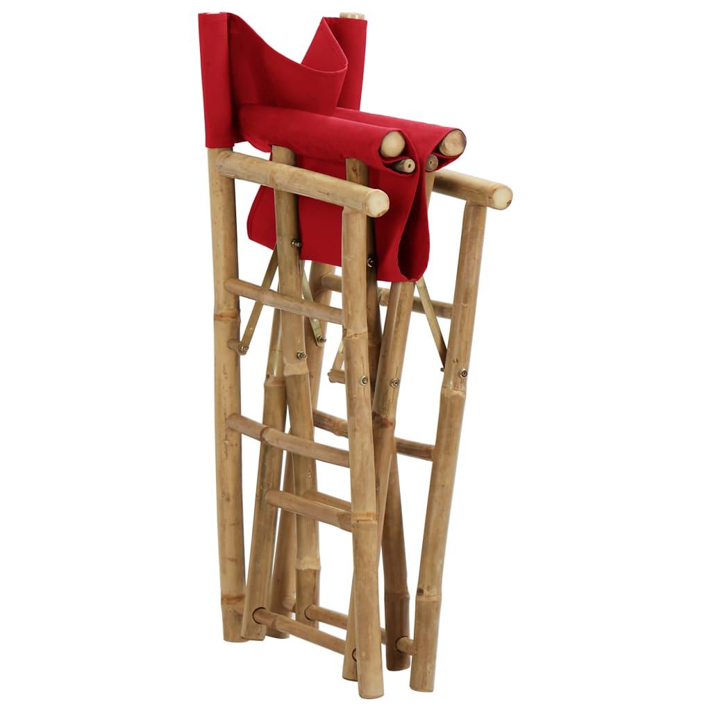 Folding Director's Chairs 2 pcs Red Bamboo and Fabric at Set Shop and Smile