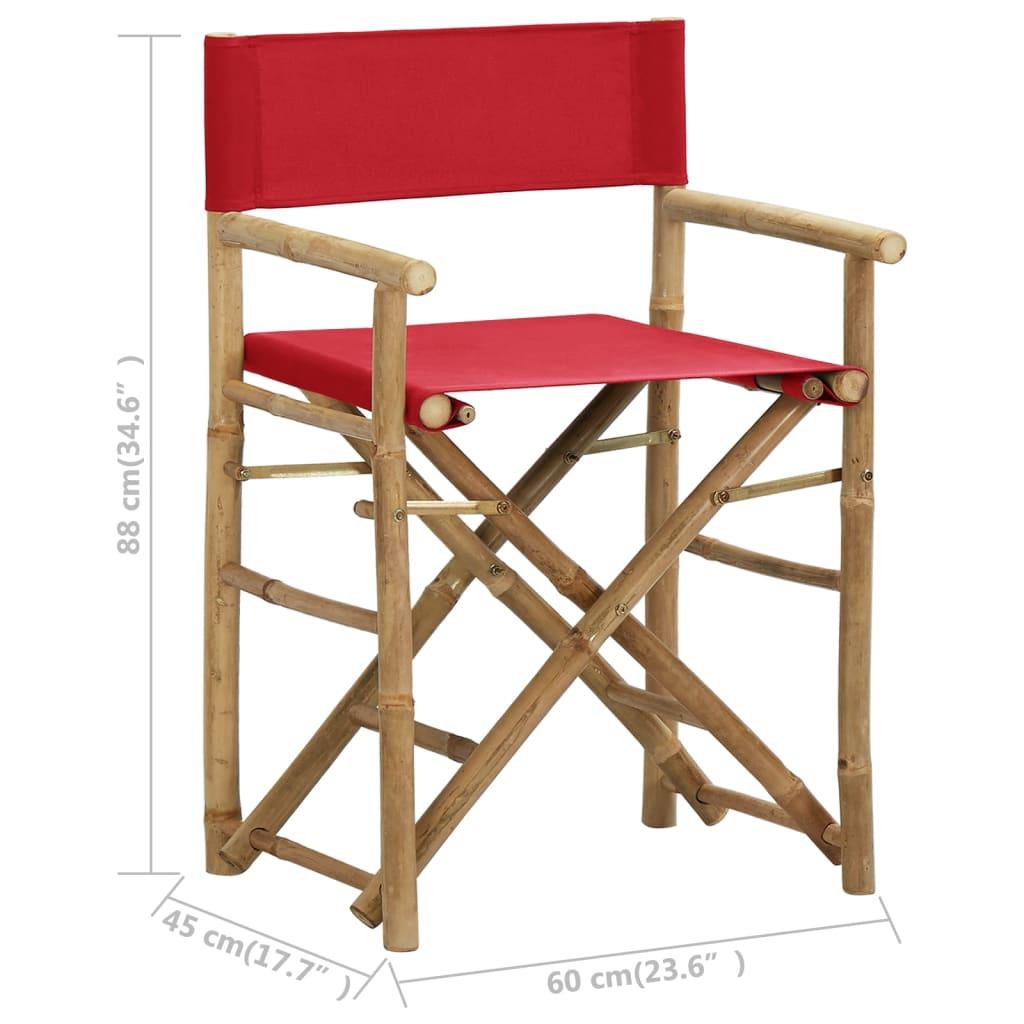 Folding Director's Chairs 2 pcs Red Bamboo and Fabric at Set Shop and Smile