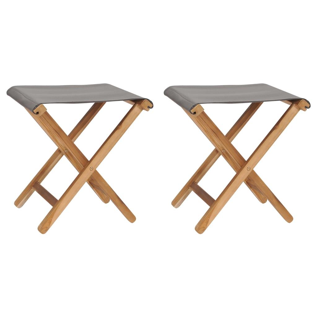 Folding Chairs 2 pcs Solid Teak Wood and Fabric Dark Gray at Set Shop and Smile