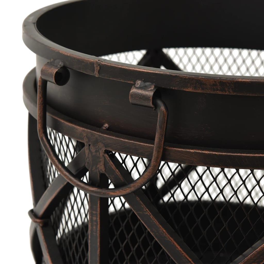 Rustic Fire Pit with Poker Φ16.5"21.3" Steell at Set Shop and Smile