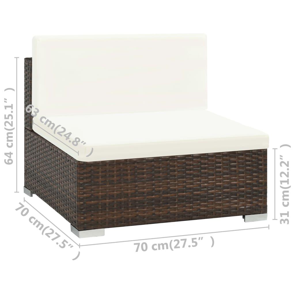 7 Piece Patio Lounge Set with Cushions Poly Rattan Brown at Set Shop and Smile