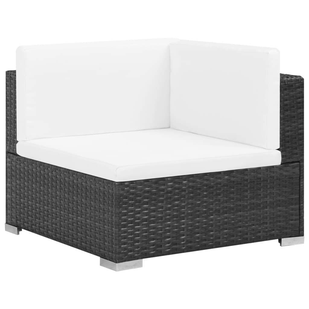 6 Piece Patio Lounge Set with Cushions Poly Rattan Black at Set Shop and Smile
